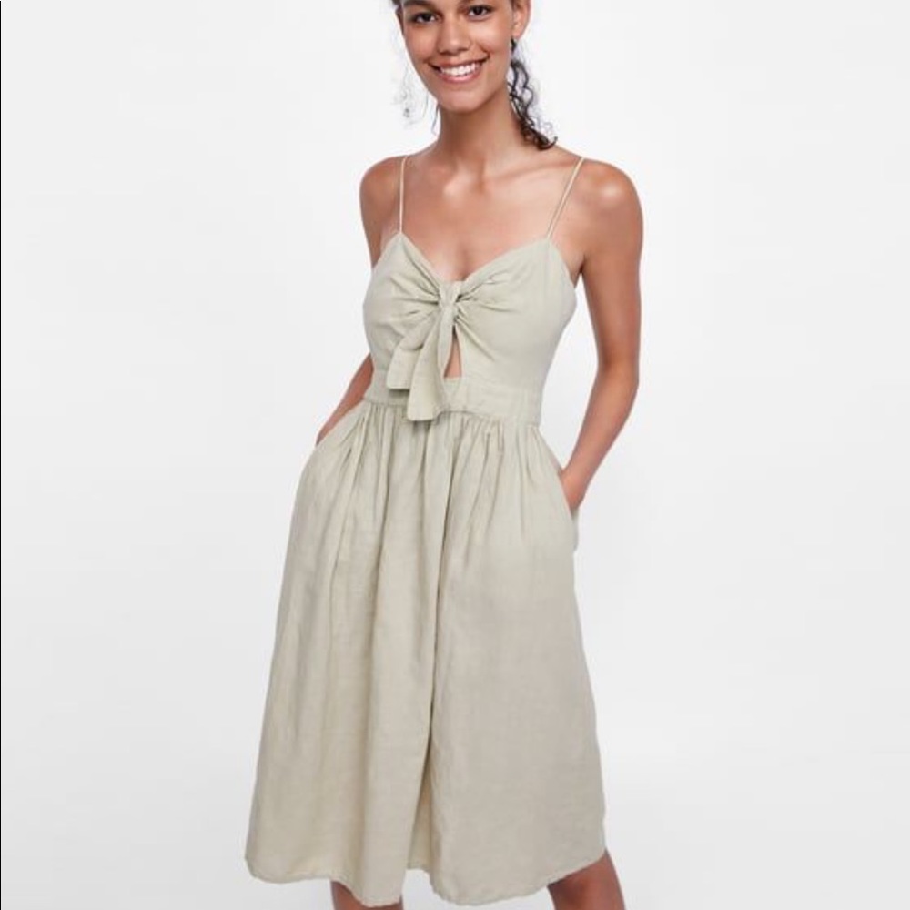 Zara linen knotted dress sz small
